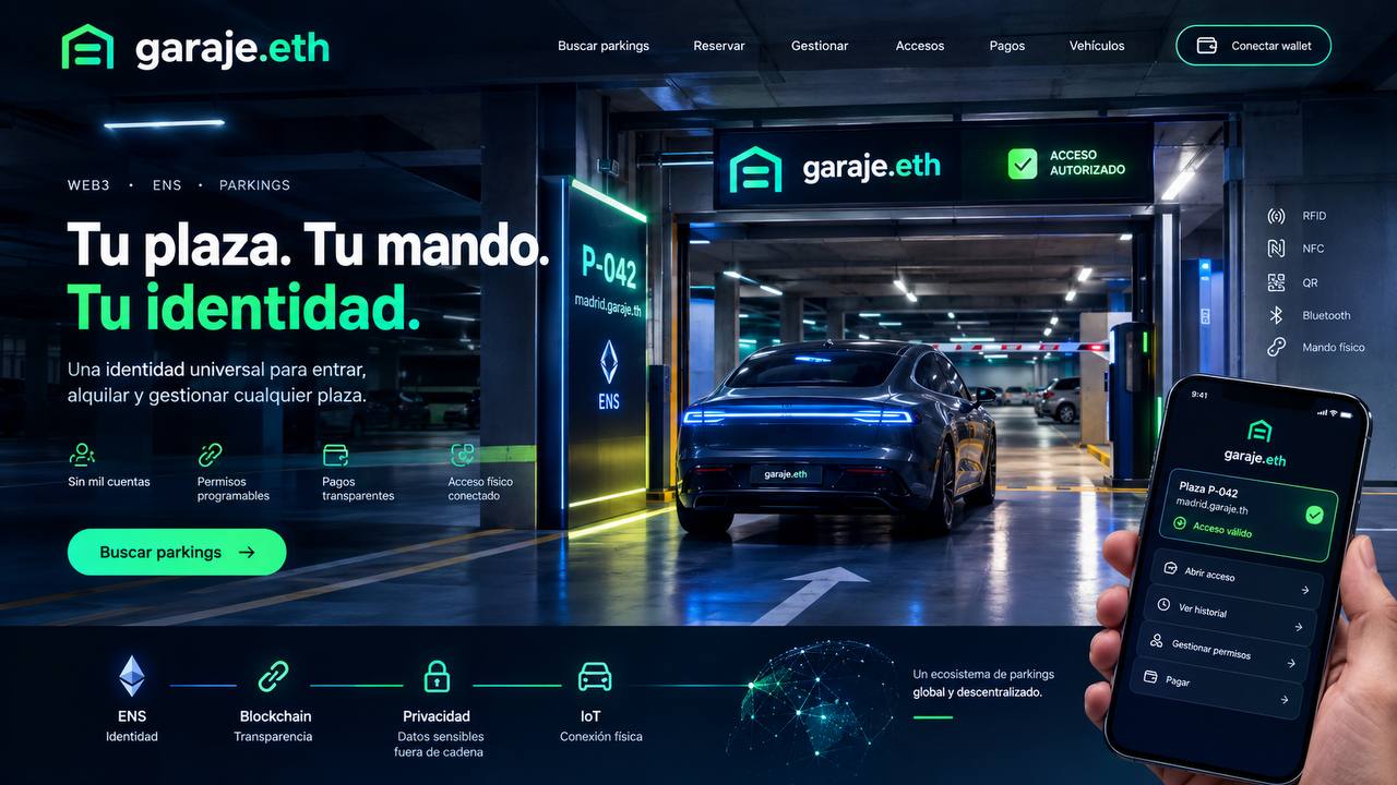 garaje.eth — Tu plaza, tu mando, tu identidad